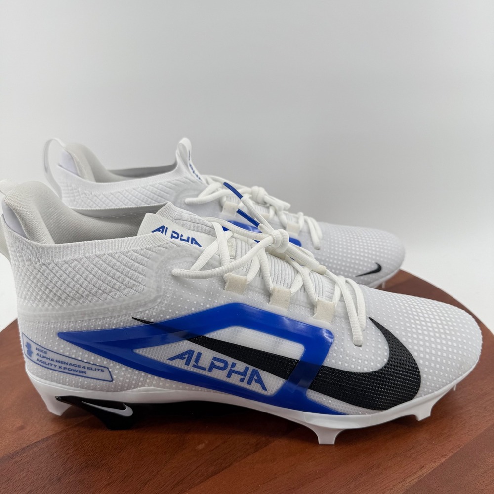 Nike Alpha Menace 4 Elite Football Cleats White Blue Black IB2501-104 Men 14